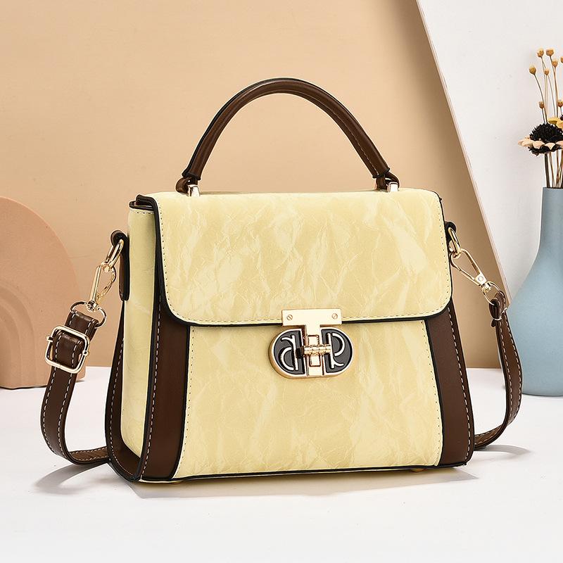 Chinese Style Bag Women's 2025 New Versatile Small Square Bag Contrasting Color Fashion Shoulder Messenger Bag Handbag Women's Bag Tide