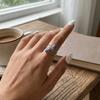 Zircon Double Blue Eye Ring Silver Color Adjustable Finger Jewelry Trendy Twisted Rings  Party