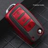 ELOHEI for VW Key Fob Cover, Premium Soft TPU 361 Degree Full Protection for VW Volkswagen Jetta Beetle Tiguan Passat Golf MK6 Polo 3 Buttons(Leather
