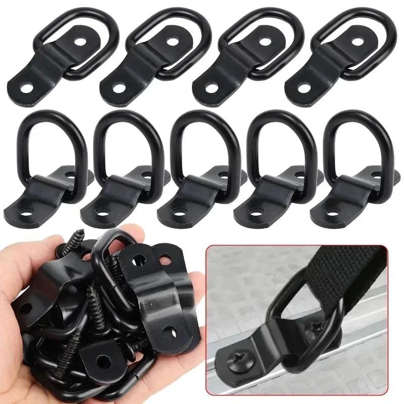 Heavy Duty D-Ring Pull Hook Stainless Steel Trailer Tie Down Anchor Black Secure Cargo Car Truck Enclosed Multi Purpose Mount