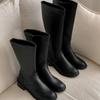 Gomvely Women Leather Mid Long Boots 4.5cm