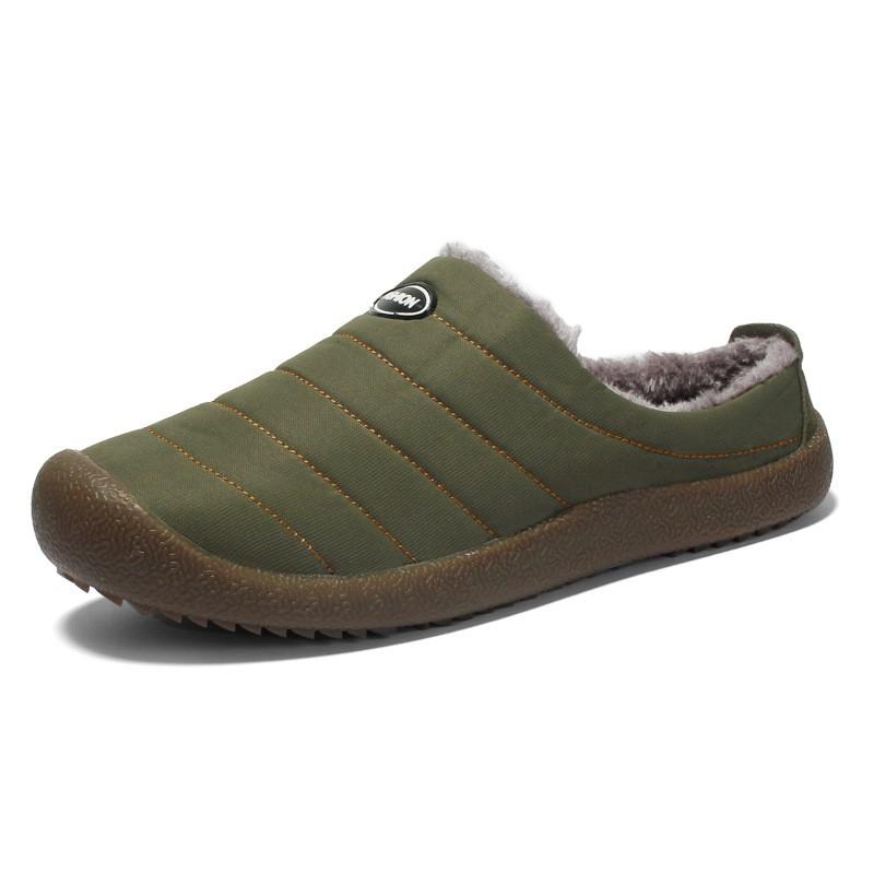 Warm Fleece-Lined Indoor Slippers Men Women Winter Home Shoes Rubber Sole Non-Slip Cotton Upper Large Size
