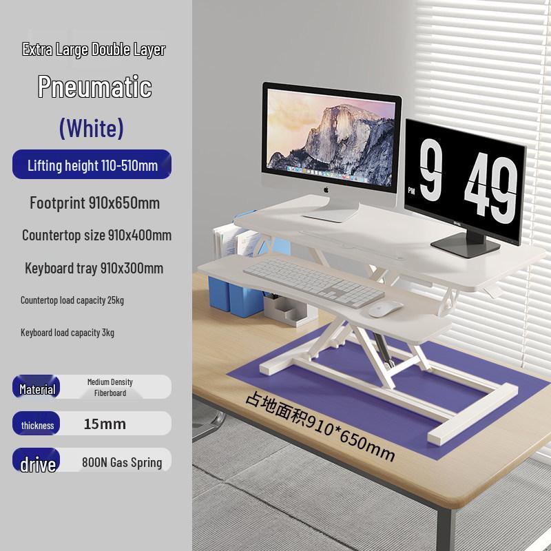 Estação de Trabalho de Mesa Ajustável em Altura para Monitor e Laptop