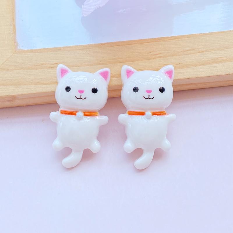 12Pcs New Cute Little Cat Series Flat Back Cabochon Scrapbooking Hair Bow Center Embellishments DIY Accessories
