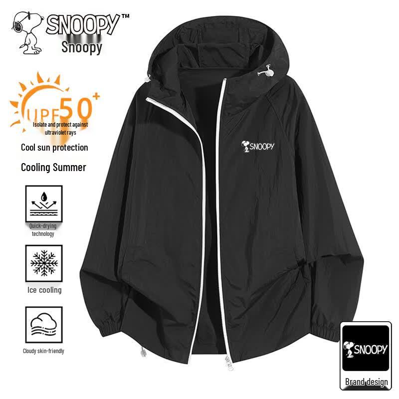 SNOOPY Men s Hooded Lightweight UV Protection Jacket XL чёрный