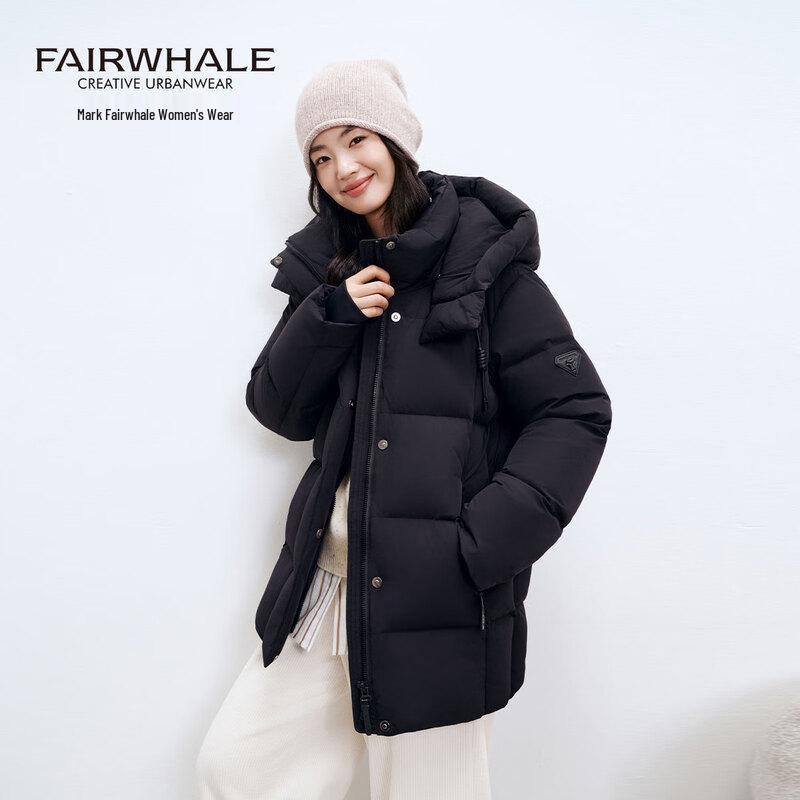 

Жіноча зимова пуховик Mark Fairwhale середньої довжини з капюшоном, 95% білий качиний пух M