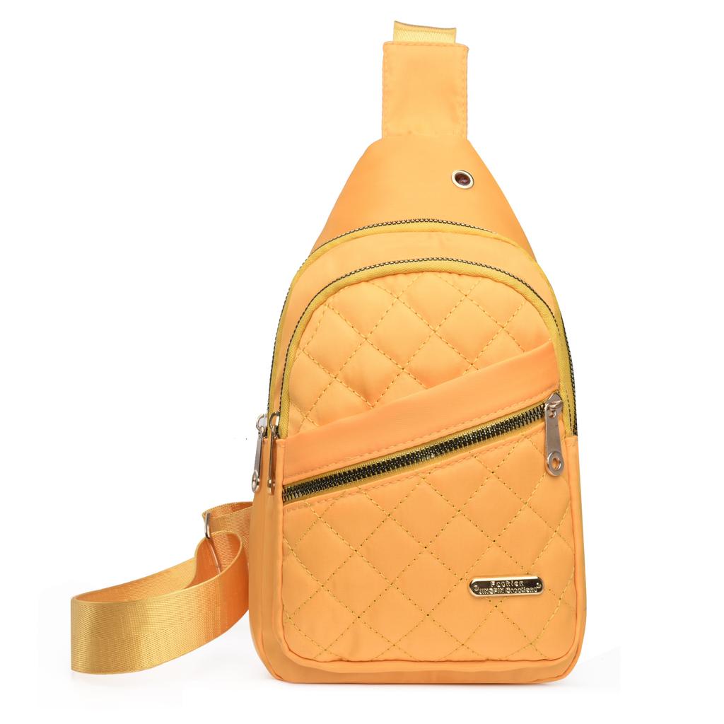 New nylon cloth breast bag women's fashion embroidered thread rhombus shoulder messenger bag large capacity cycling breast bag