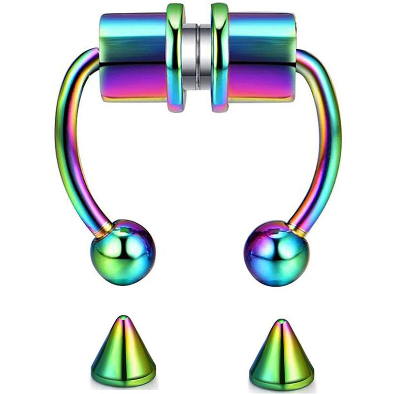 Women Fake Piercing Nose Ring Hoop Septum Piercing Nose Clip Rock HipHoop Stainless Steel Magnet Fashion Body Jewelry