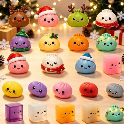 24 Bucăți Calendar de Numărătoare Inversă Jucărie Squishy de Strâns Kit Găluște Jucărie de Strâns cu Ridicare Lentă Sărbătoare