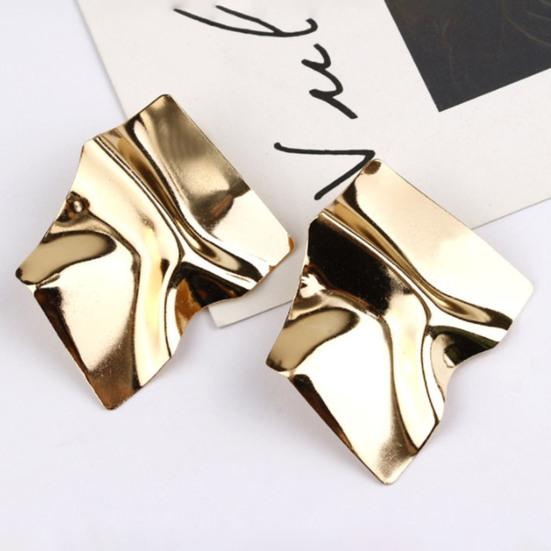 1 Paire de Boucles d'Oreilles Clous Design Géométrique Irrégulier Boucles d'Oreilles en Métal Boucles d'Oreilles Pendantes Surface Miroir Exagérée Bijoux Cadeau