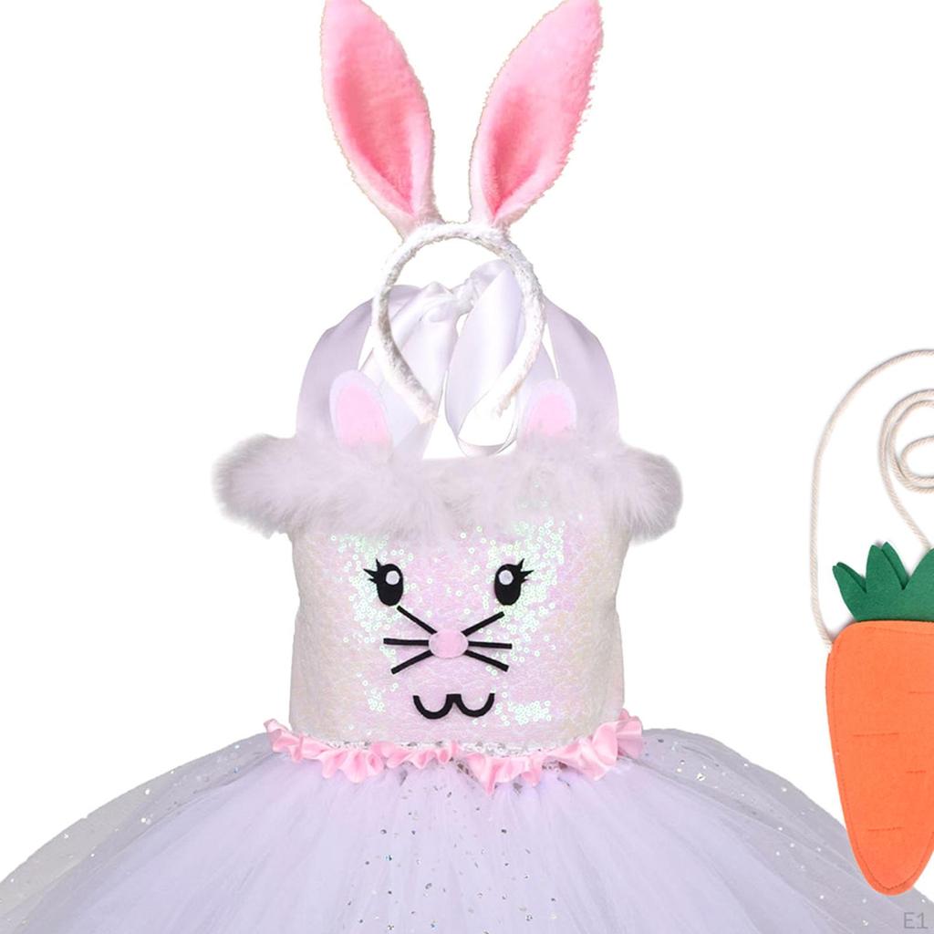 Girl Easter Bunny Tutu Dress Ears Hair Hoop Romper Outfit for Carnivals