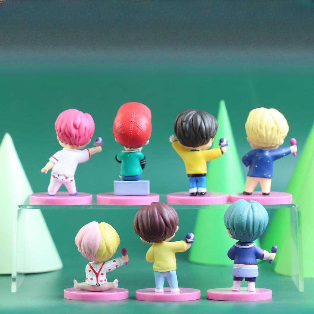 BTS TinyTAN Style Figure Set of 7 - Bangtan Boys RM Jin Suga J-Hope Jimin V Jungkook Cute Action Figure Collectible Model Toy Gift for ARMY