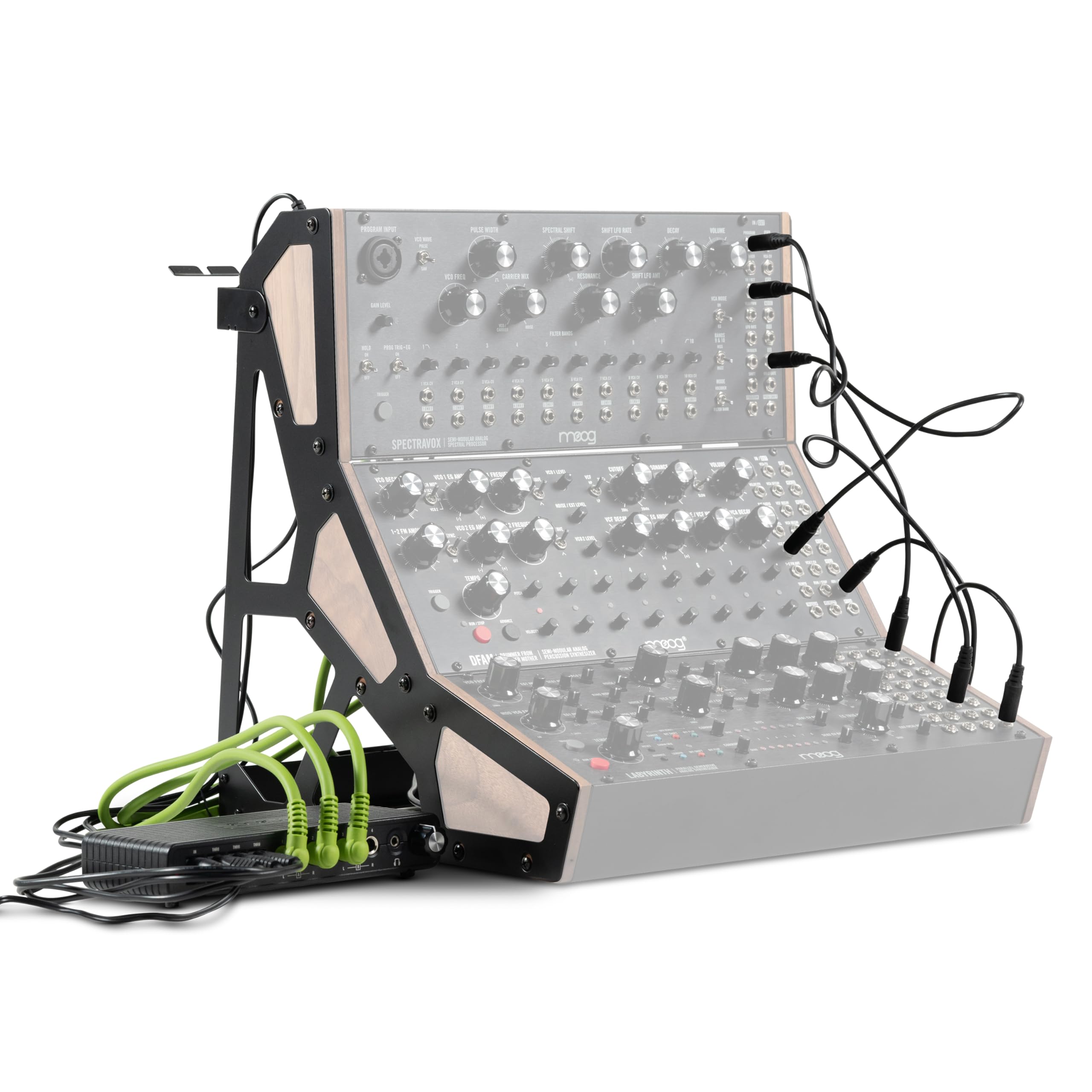 

MOOG Sound Studio Accessory Kit Rack Analog Summing Mixer Dust Cover Patch Cable Cable Hanger Power Adapter 3-Tier чорний