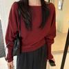 Batwing Long Sleeve Knitted Pullover Women Thick Off Shoulder Top Korean Sweater Loose Casual Autumn Outwear Pull