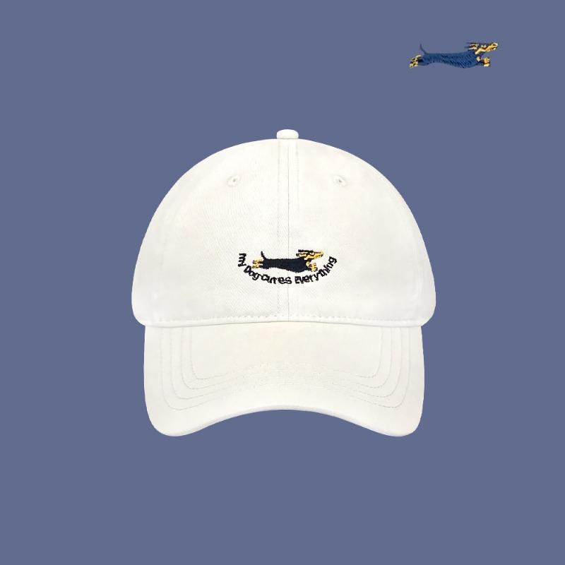 New spring and summer cute puppy embroidered baseball hat wide brim female spring and summer sunshade showing face little couple cap