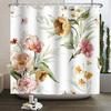 Floral Shower Curtain Flower Butterfly Waterproof Polyester Bathroom Curtain With Hooks Bathtub Screen