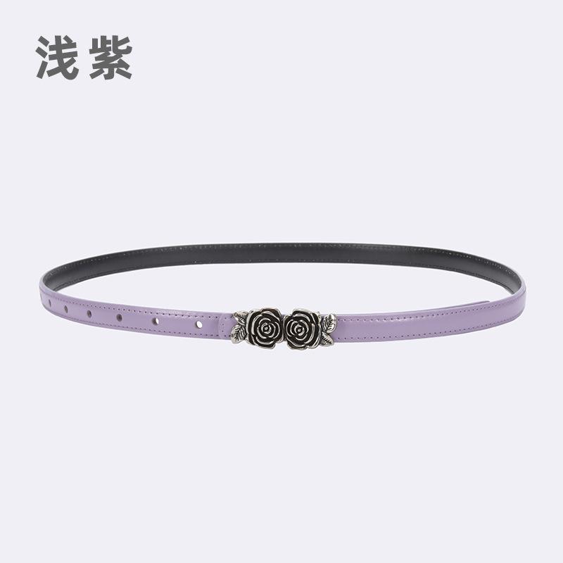 Belt Ladies Suit Jeans Decorative Belt Flower Camellia Button Head Leather Belt