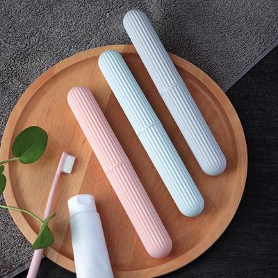 Compact Travel Toothbrush Case with Simple Stripe Design