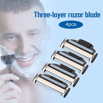 4PCS 3 Layers Shaving Gillettee Razors Blades Men Face Trimmer Blades Male Manual Razor Blades