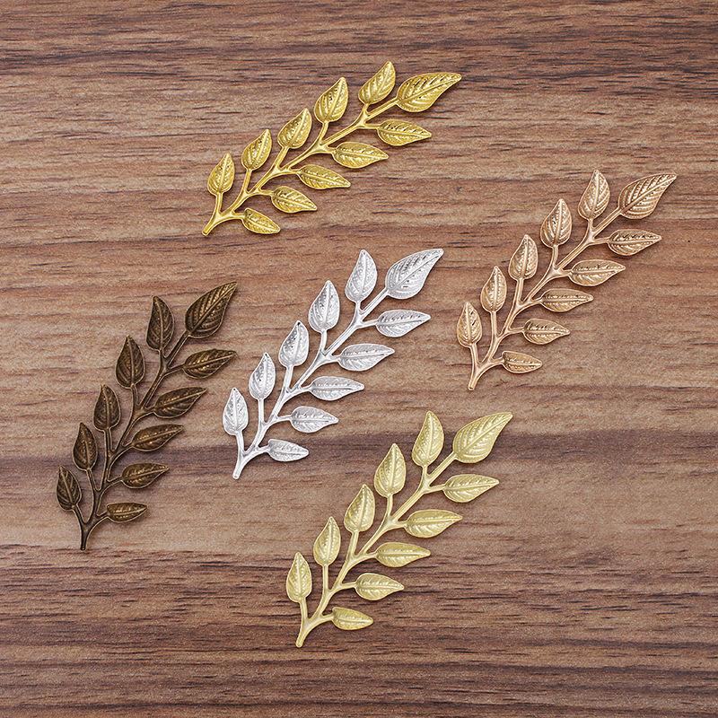 20pcs 19x64mm DIY Leaf Copper Charm Pendant Gold Color Accessories for Necklace Jewelry Making Components Handmade Craft
