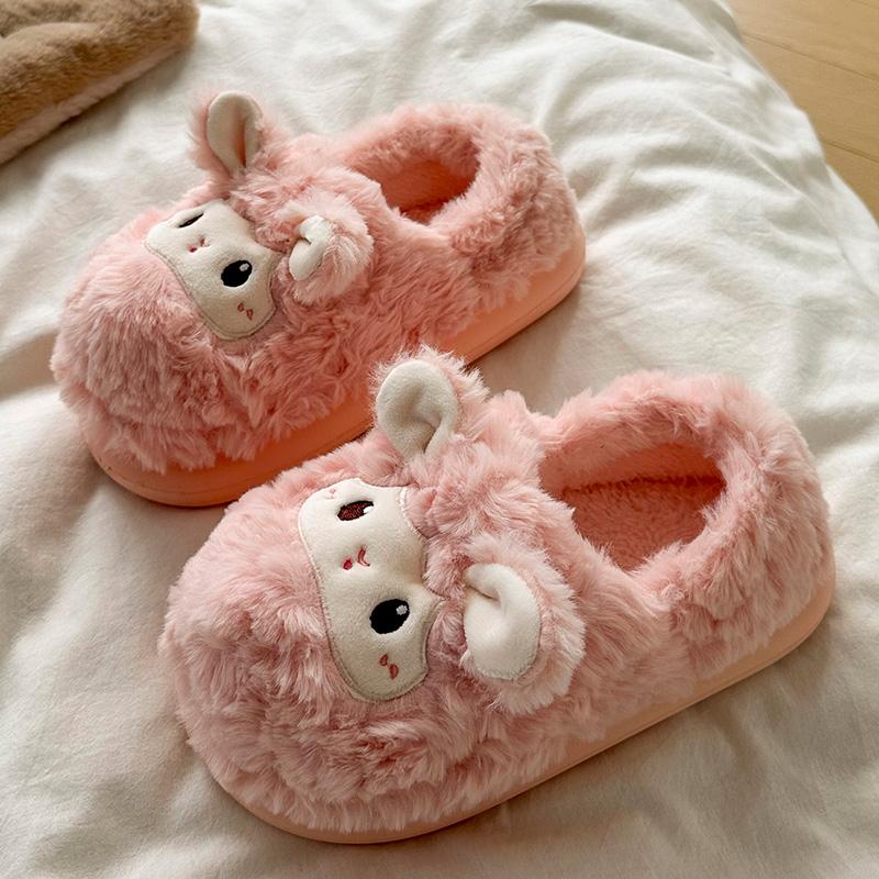 Cute soft cute cotton slippers winter thick-soled cartoon indoor home warmth plush cotton shoes winter