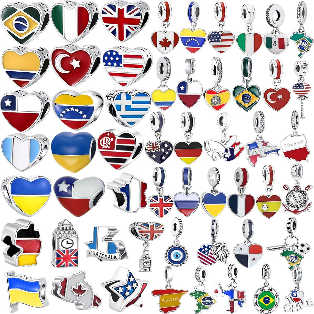 New Copper Country Flag Boutique Charm Pendant Beads Fit Original Bracelets Necklaces Diy Women Man Jewelry Gift