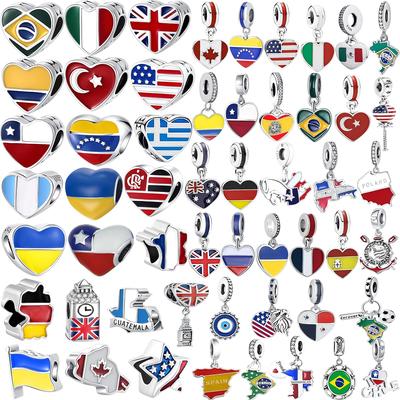 New Copper Country Flag Boutique Charm Pendant Beads Fit Original Bracelets Necklaces Diy Women Man Jewelry Gift