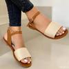 Fashion 2025 New Summer Outdoor Beach Simple Comfortable Peep Toe Women Shoes Solid Color Shoes Women's Fashion Ankle Wrap Sandals