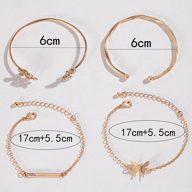 Vintage Cuff Bracelet Bangle Set Of 4 Stainless Steel Butterfly Bracelet Combination  Elegant Bracelet Jewelry Gifts