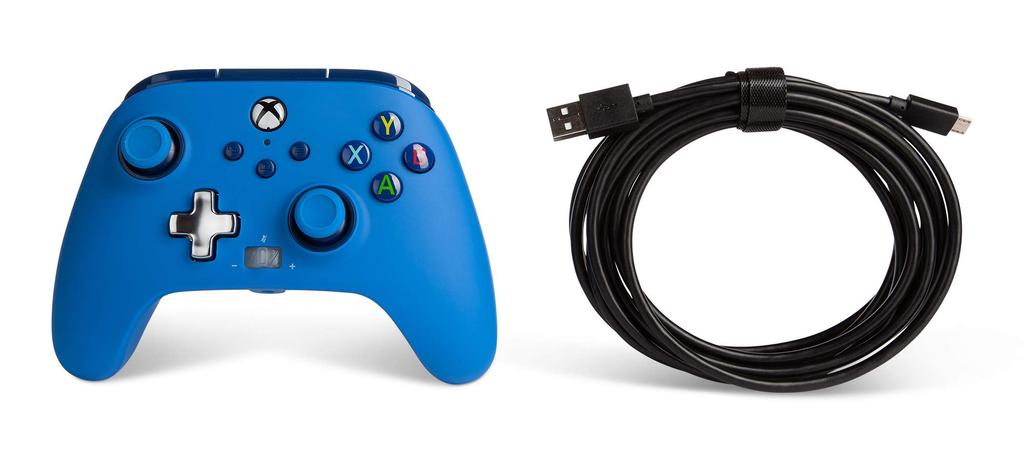 PowerA Enhanced Wired Dual Vibration Back for Xbox Series Xbox Windows 2-Year Warranty Controller, Blue, Function, Buttons, XS, One, PC, 10/11