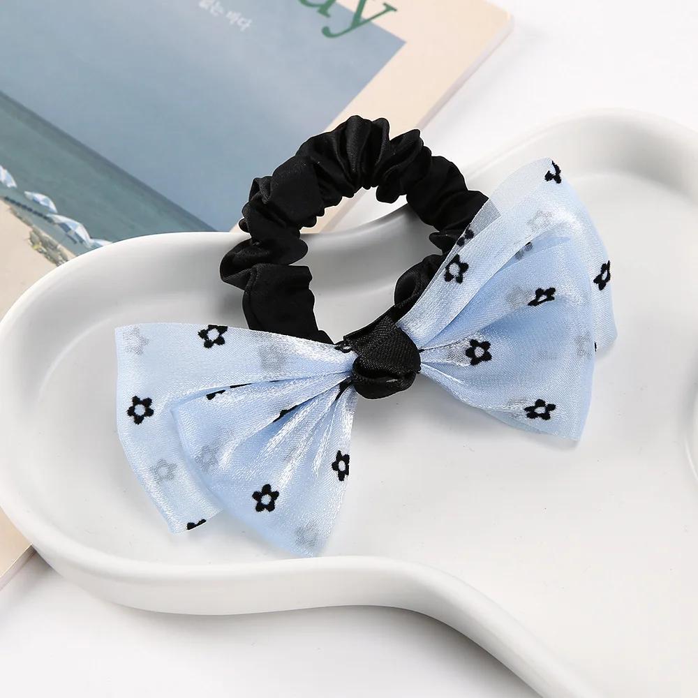 Fashion Korean BowKnot Hair Ties Scrunchies Women Girls Elastic Hair Bands Band Long Ribbon Bow Ponytail Accessories