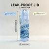 1PC Soft Blue Rose Floral Art Print 750ml Color Plastic Sports Water Bottle Leakproof Flip Straw Lid Suitable for Sports Office Home Use