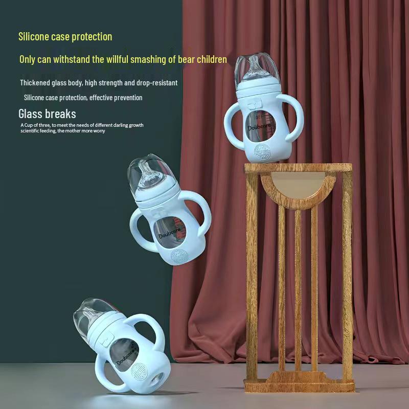 Manșon de silicon anticolic sticlă cu gât larg pentru bebeluși nou-născuți