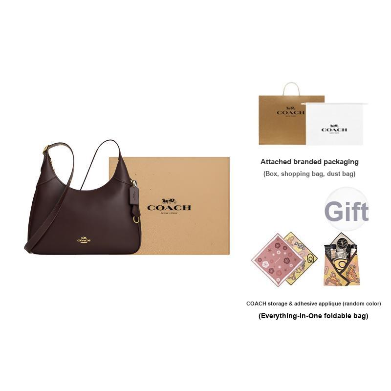 Coach Ella 36 Logo Reißverschluss Leder Achseltasche Schultertasche Groß Damen Schultertasche Dunkelbraun CCE48-IMXAL