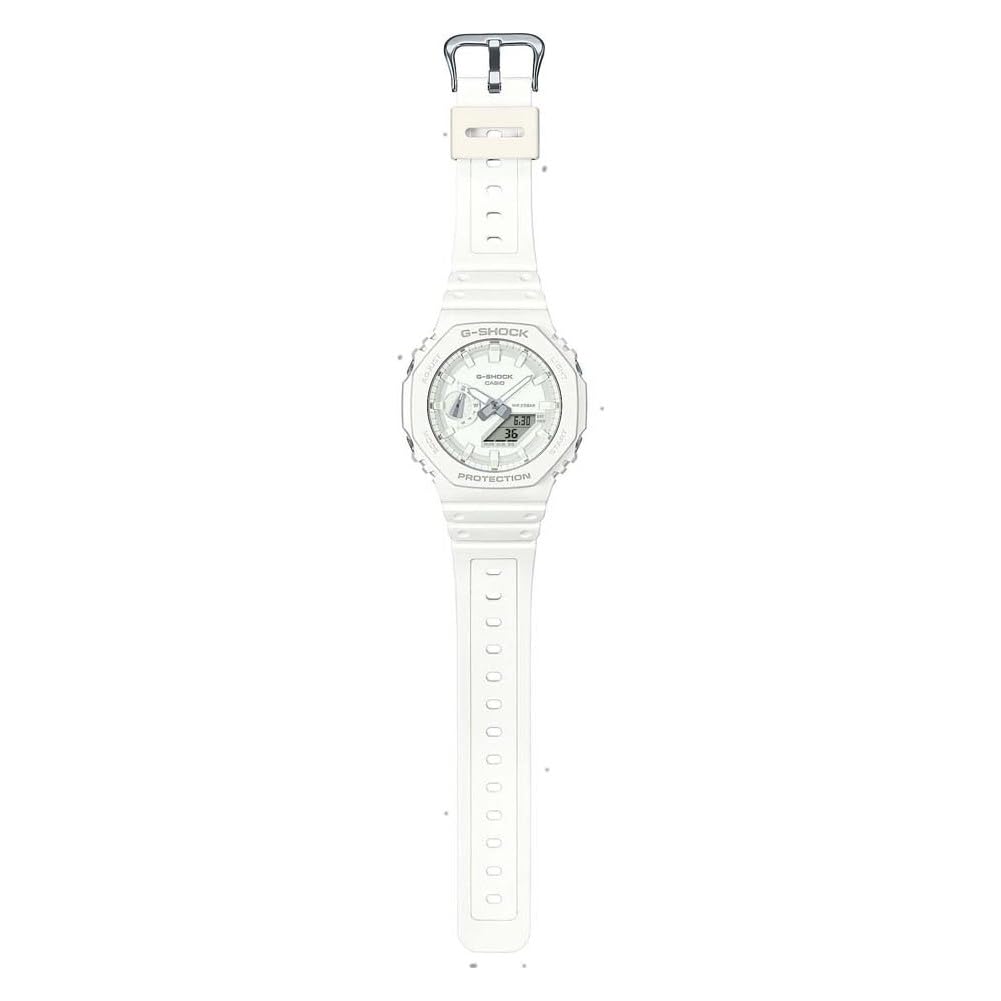 Casio Uni Quartz Watch with Plastic Analog-Digital Strap, GA-2100-7A7ER, White.
