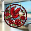 Art Nouveau Round Red Bird Ornamen, Sun Catcher, Holiday Decor, Hanging Ornament, Suitable for 11 Holidays, All Seasons, Bird Theme, Perfect for Bird