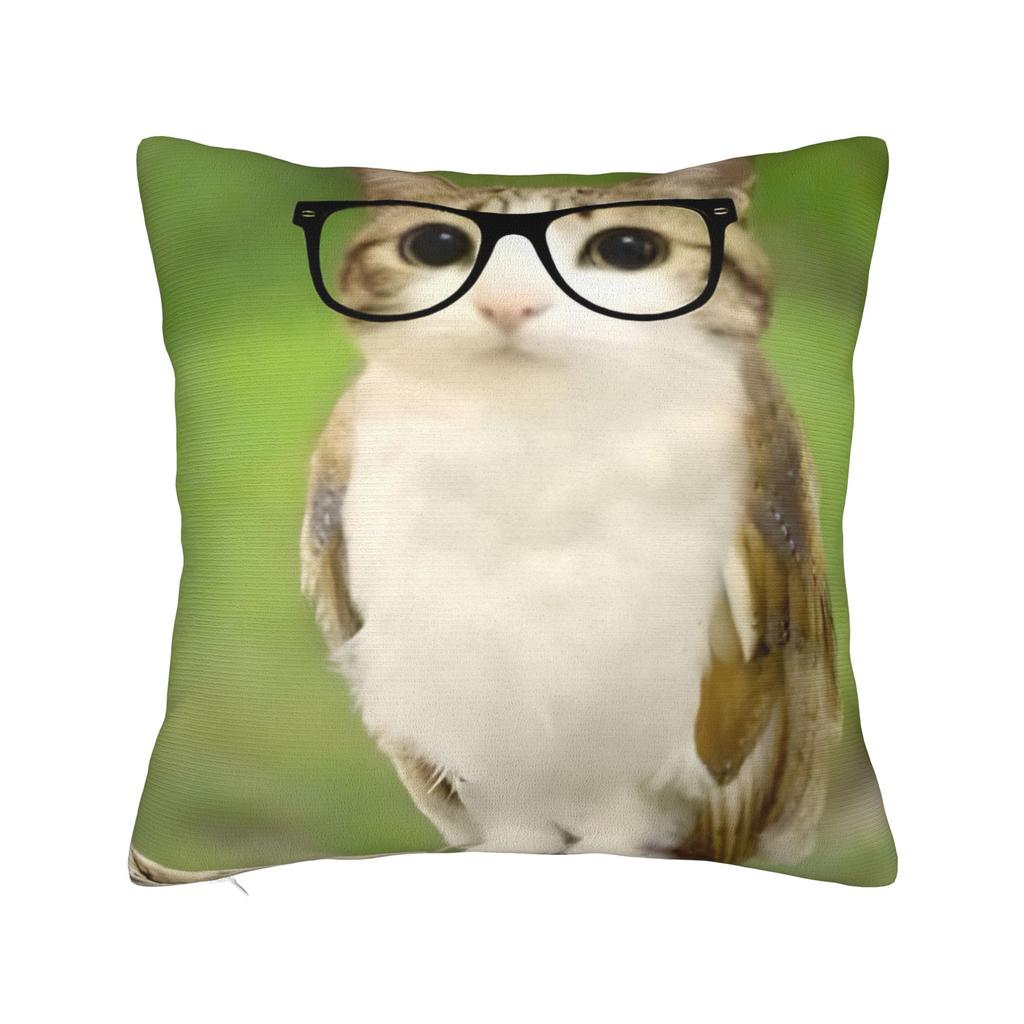 Decorative Pillowcase Meowl Cat Owl Meme Accessories Bed Pillow Case Cover Zippered Multi-Size