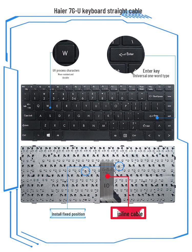 Compatible Keyboard for Haier 7G-U, 7G-5I/5H, 7G-5S, S410-B, Shenzhou Q480, UN43, K470N-M10.
