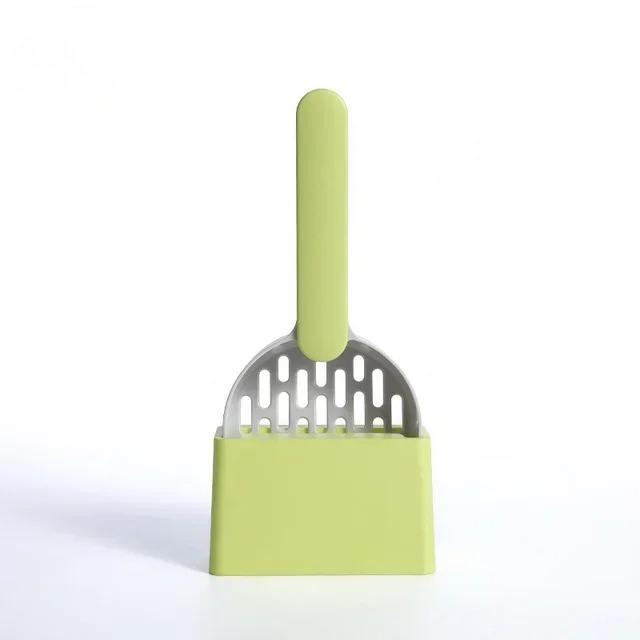 Cat Litter Scoop Set with Base Long Handle Clashing Cat Poop Tool High-Grade ABS Plastic Durable Kitten Toilet Cleaning Tool Pet