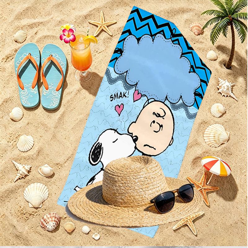 Snoopy Print Beach Towel, Versatile Lightweight Absorbent Beach Towel for Pool Surf Yoga Bathroom, Perfect Birthday Holiday Gift