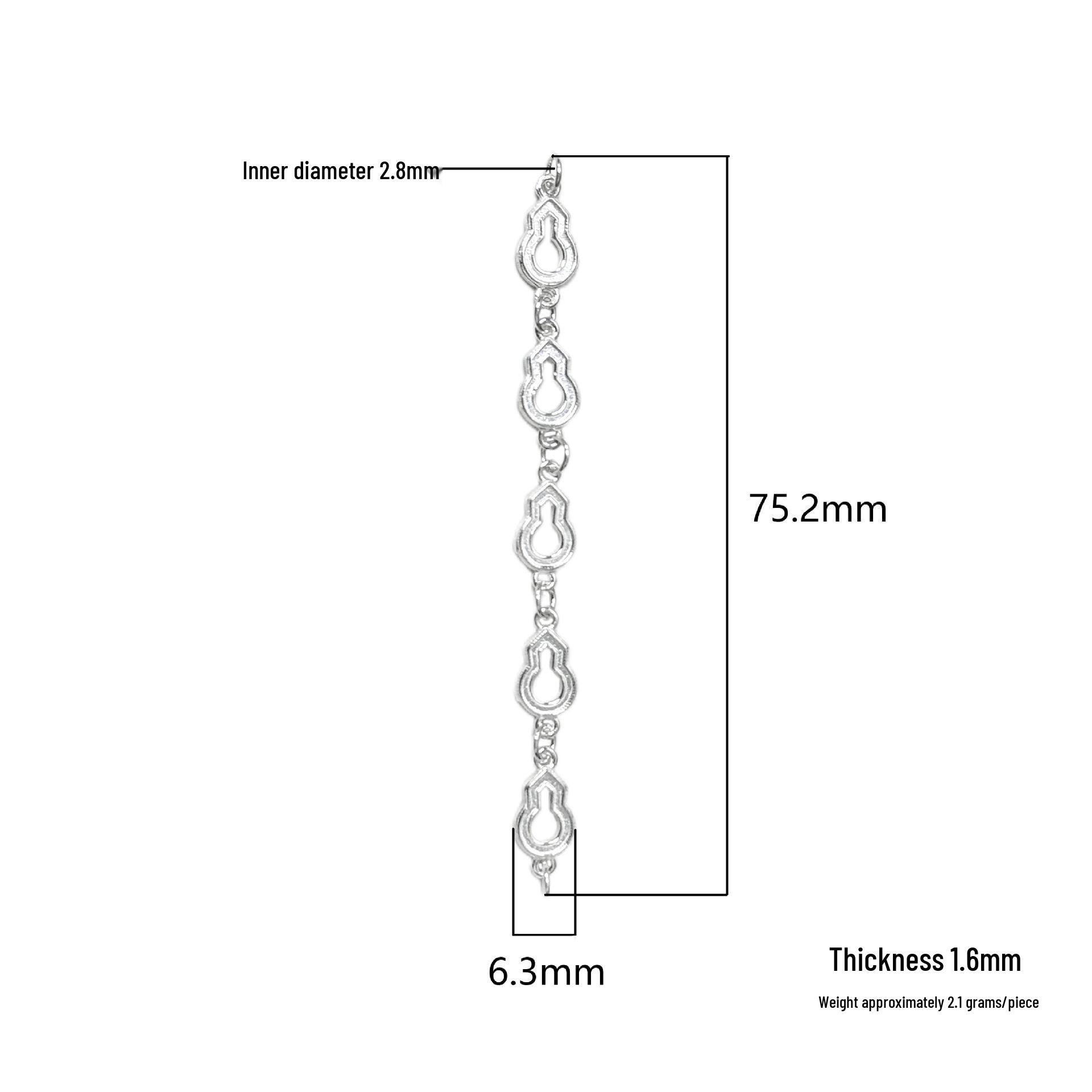Sterling Silver Hollow Gourd Charm for DIY Bracelet/Necklace - Chinese Style Beading & Braided Rope Accessories.