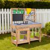 Mud Kitchen, Outdoor Mud Kitchen for Kids, Wood Outdoor Play Kitchens with Stoves, Hooks, Sinks, Planting Shovels, Spatulas, Handle, Cookware Pots and