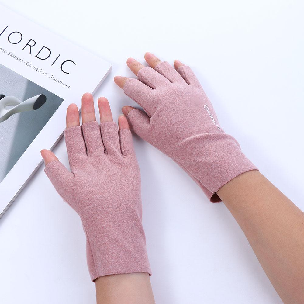 Female Cloth Outdoor Cold Proof Solid Color Fingerless Gloves Warm Gloves Half-finger Women Mittens