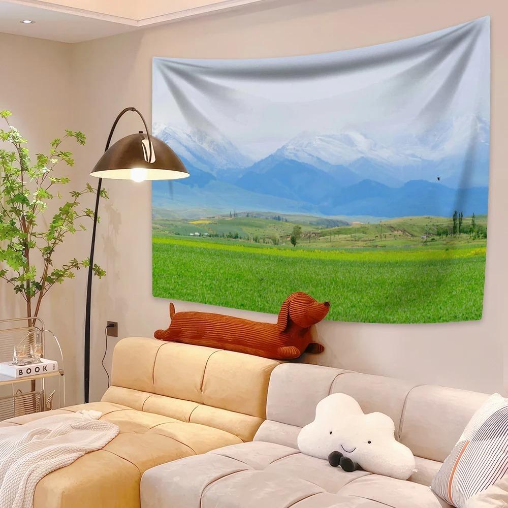 Grassland Snow Mountain Print Fashion Home Decoration Tapestry Living Room Bedroom Tapestry