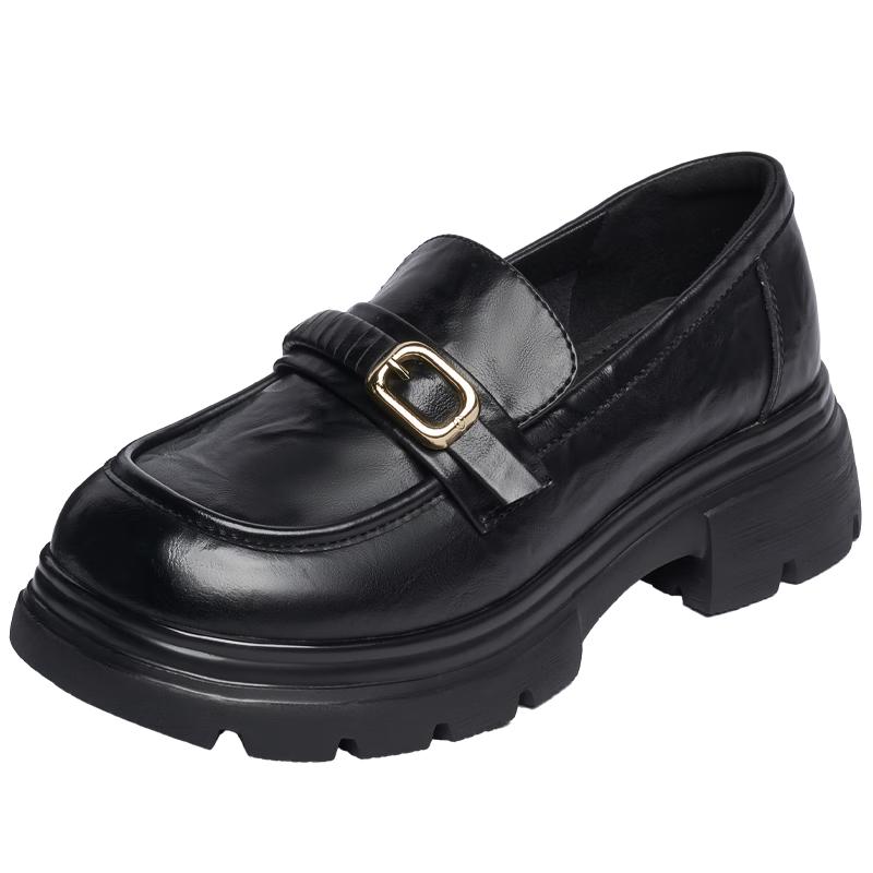 Zhuoshini Women s British Style Slip-on Height-Increasing Loafers 36
