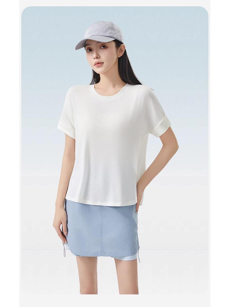 Lyocell Linen Women's Tencel Batwing Sleeve Ice Silk Summer T-Shirt