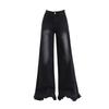 Super fire French fungus lace wide-leg jeans women's autumn new elastic loose flare pants