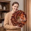 Festive Wall Hanging Decor for Home Rustic Horse Wreath Front Door, Western Farmhouse Head Durable Decorative Bedroom with Horseshoe, Handcrafted