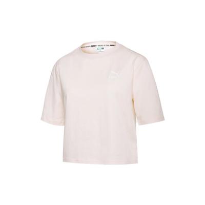 Fashionable Comfortable Round Neck Short Sleeve T-Shirt With Printed Logo Women Tops Pink 59826917