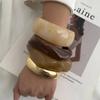 IngeSight.Z Vintage Irregular Wide Chunky Resin Acrylic Bangle Bracelets Women Punk Geometric Metal Bracelet Trend Party Jewelry